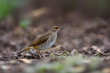 Bicknells thrush bird blurry nature background, Ai Generated