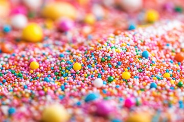 Close-up photo of colorful sprinkles. Perfect for bakery, confectionery, and dessert themes.