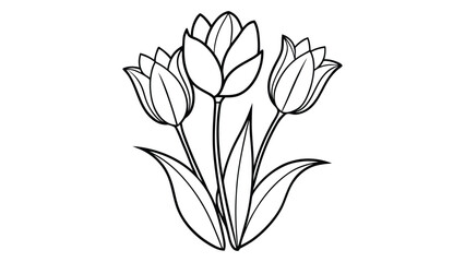 Obraz premium Tulip silhouette vector illustration on white background 