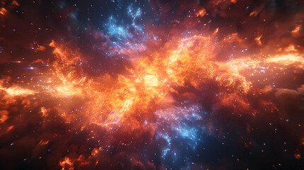 Fototapeta premium Abstract Background of Red and Blue Cosmic Fire