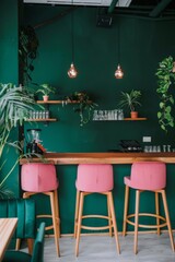 Obraz premium A vibrant cafe offering smoothie specialties, providing a welcoming and social atmosphere perfect for friends to gather and enjoy.