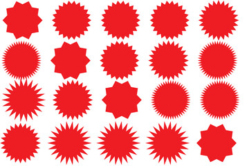Set of vector starburst, sunburst badges. Vintage labels. Colored stickers. A collection of different types and colors icon.