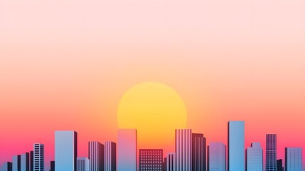 Fototapeta premium Urban skyline silhouette, twilight gradient, atmospheric sunset