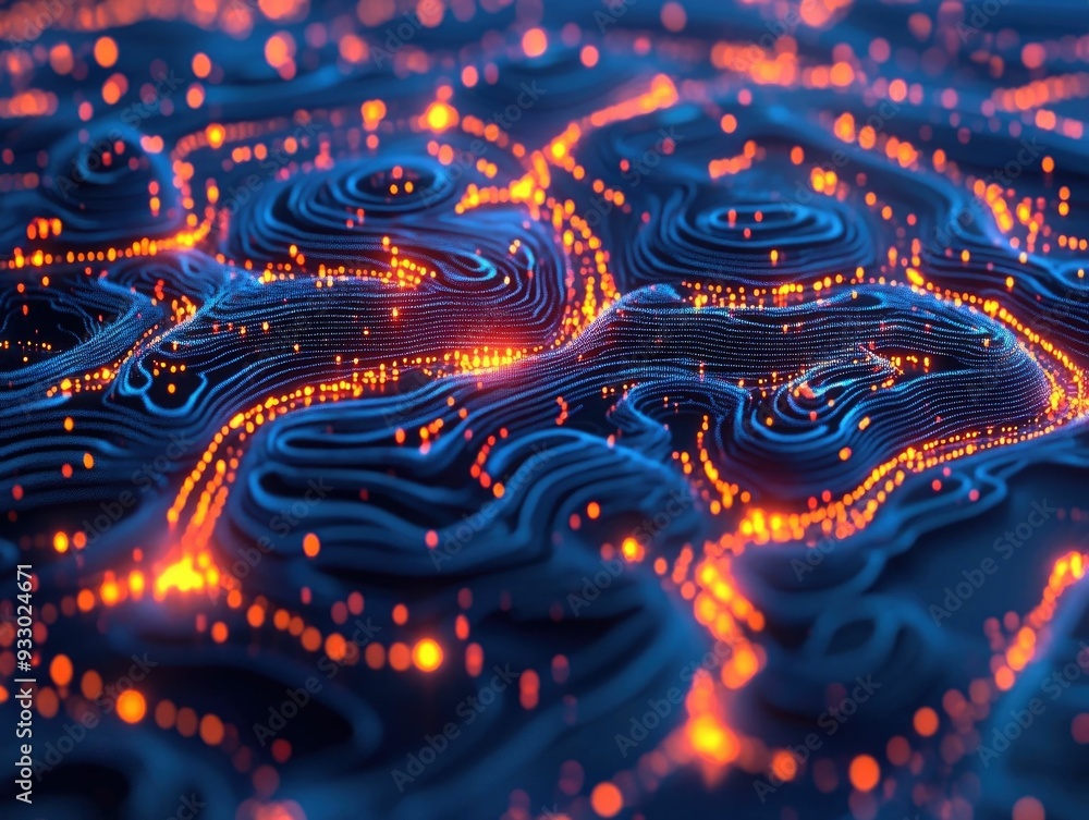 Poster a 3d digital brain with interconnected nodes each representing a search result