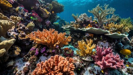  Colorful coral reef underwater, transparent background