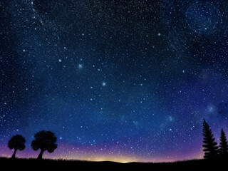 Fototapeta premium 幻想的な夜空に煌めく星々