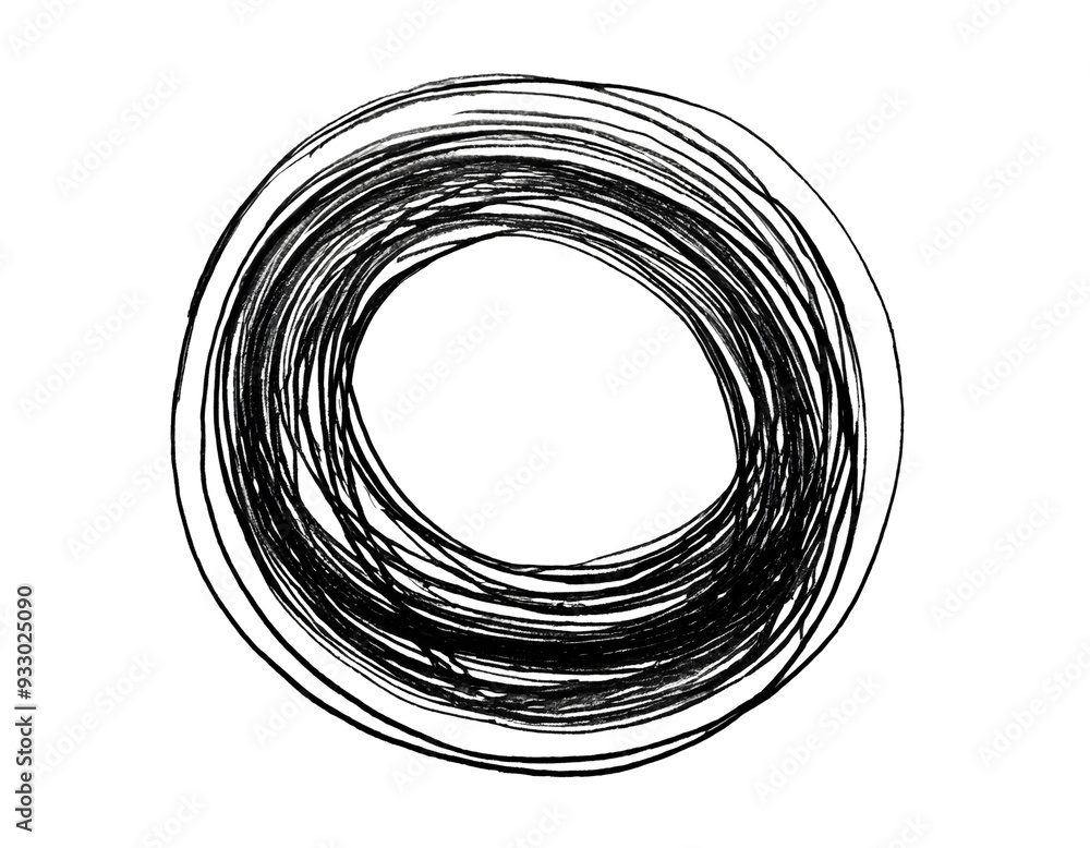 Poster doodle round brush element . pen scribble framing. notebook drawings. generative ai.