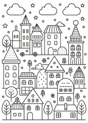 Fototapeta premium City Coloring Pages for Kids: A Creative Way to Learn About Urban Life. City. Coloring. Kids. Urban. Educational