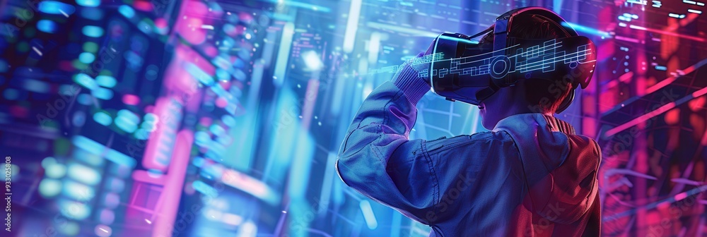 Aufkleber a hacker navigates a virtual environment filled with digital locks and floating codes while wearing 