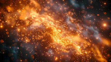 Fototapeta premium Abstract Background with Golden Glowing Particles and Blurred Lights