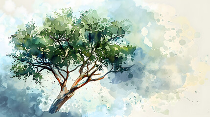Eucalyptus Tree watercolor style
