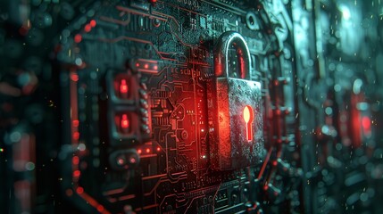 Obraz premium Digital security systems and data protection, encrypted data