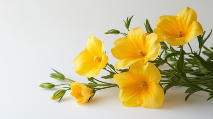 Naklejka premium A vibrant bouquet of blooming yellow tulips isolated on a white background