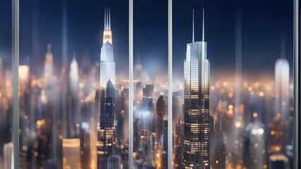 Fototapeta premium A city skyline with tall buildings and a city view