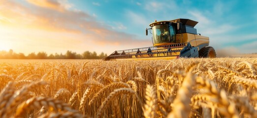 Harvest season, a beautiful wheat field with a golden color