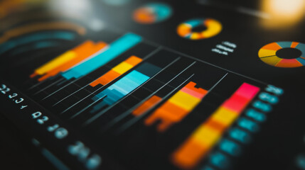 Obraz premium charts and graphs with statistics to analyze business potential and forecast future development of companies growth.