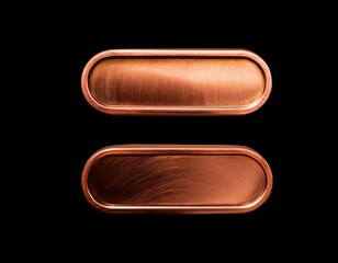 Copper equal sign on black background metal metallic equality math 3d button isolated math symbol web element