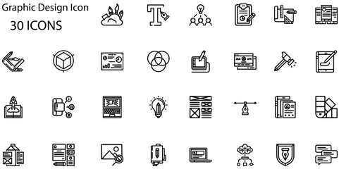 Set of Graphic Design icons. Line art style icons bundle. vector illustration