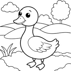 duck coloring pages with baby duck and cartoon styles