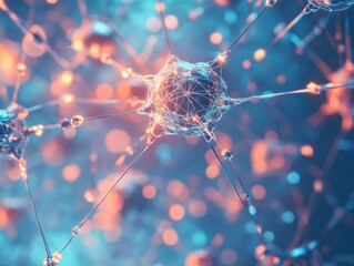 Abstract neural network visualization  interconnected cells in conceptual photography