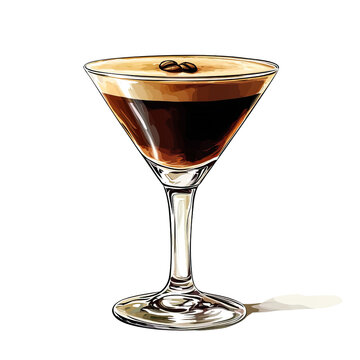 recommend clip art: espresso martini cocktail clip art isolated on white background
