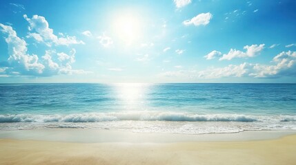 Fototapeta premium Serene Beach Scene with Azure Sky