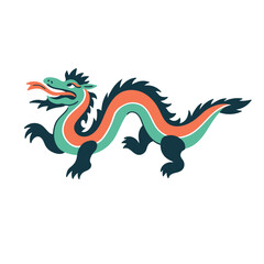 Vector dragon illustration. Funny character anf symbol of Chinese new year. Green dragon card design