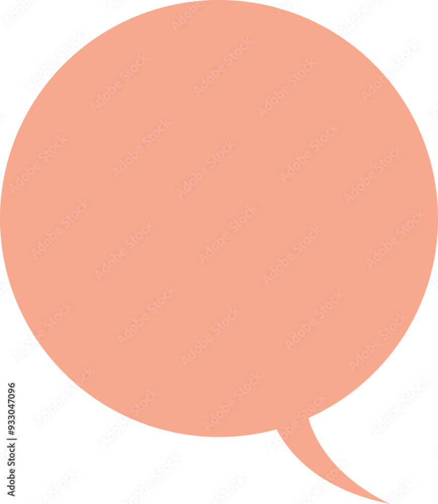 Poster peach round speech bubble icon, empty for text insertion.