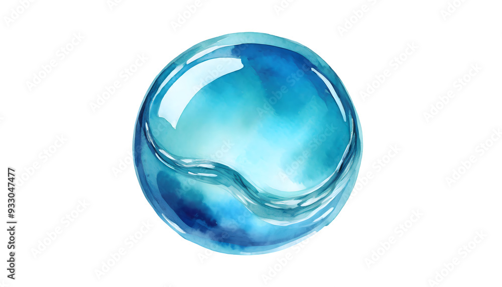 Poster element float round blue bubble on a isolated on white background. generative ai.