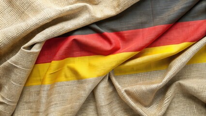 A Wrinkled German Flag Draped Over Fabric