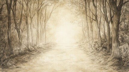 Obraz premium Biblical Illustration of a Path Winding Through a Dark Forest with Light Ahead, Representing the Righteous Journey Trusting in God's Guidance, Psalms 37