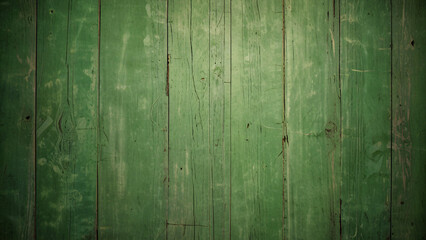 Obraz premium An image depicting green wooden panels with visible weathering, scratches, and aged textures, conveying a rustic feel.