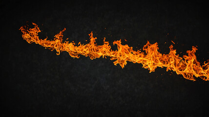 A horizontal line of flames spreads unevenly, showcasing the dynamic movement and uncontrolled nature of fire.