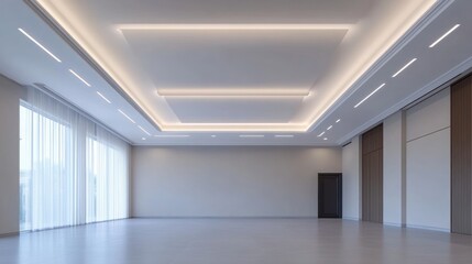 Obraz premium Modern Interior Design with Recessed Lighting and Minimalist Decor