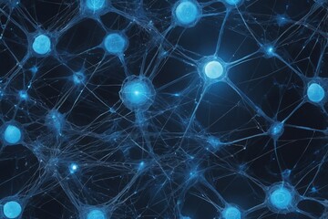 Obraz premium Abstract neural network with interconnected glowing blue nodes