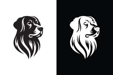 Dog head victor icon with white black background.