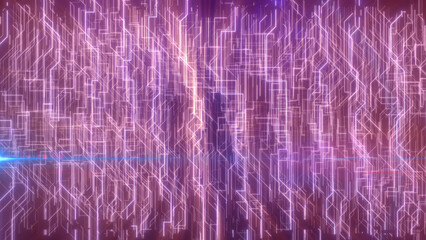 Abstract glowing energy futuristic purple hi-tech abstract background made of lines and computer stripes