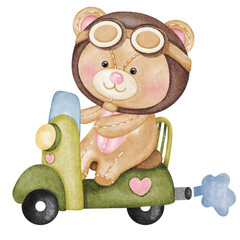 Bear with motorcycle 