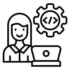 Developer Female Icon Style