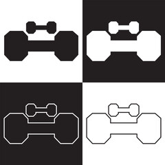 Dumbbell  icon. isolated on white and black background. Vector illustration. EPS 10