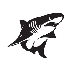 Shark silhouette vector with white Background