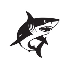 Shark silhouette vector with white Background