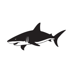 Shark silhouette vector with white Background
