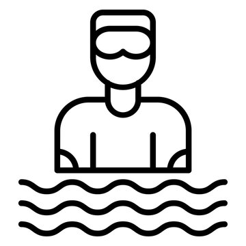 swimmer in water, black line art clip art preview