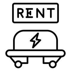 Electric Skateboard Rental Icon Style