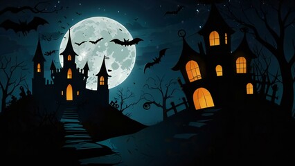 Fototapeta premium halloween background with house