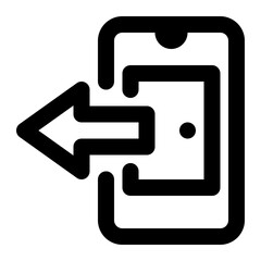 logout, exit, sign out, log out, mobile, smartphone outline icon