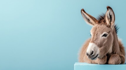 Obraz premium Professionally lit studio shot of a donkey, with soft lighting highlighting its unique features and detailed fur against a clean backdrop.