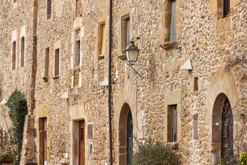 Traditional medieval village of Monells. Girona, Costa Brava. Catalunya. Spain
