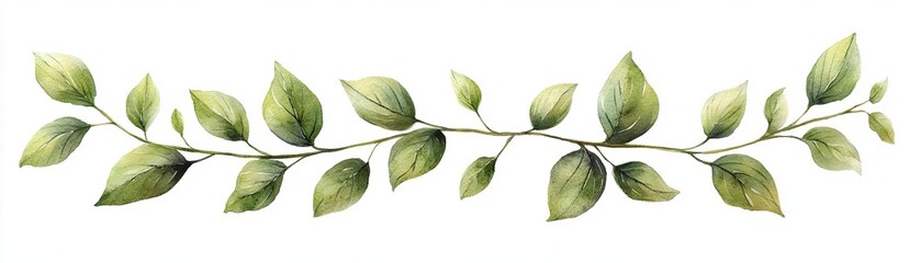 Fototapeta premium Watercolor leaf border, organic shapes, intertwined leaves, soft gradients, elegant and balanced, natural tones, Watercolor style, lsolated on white background